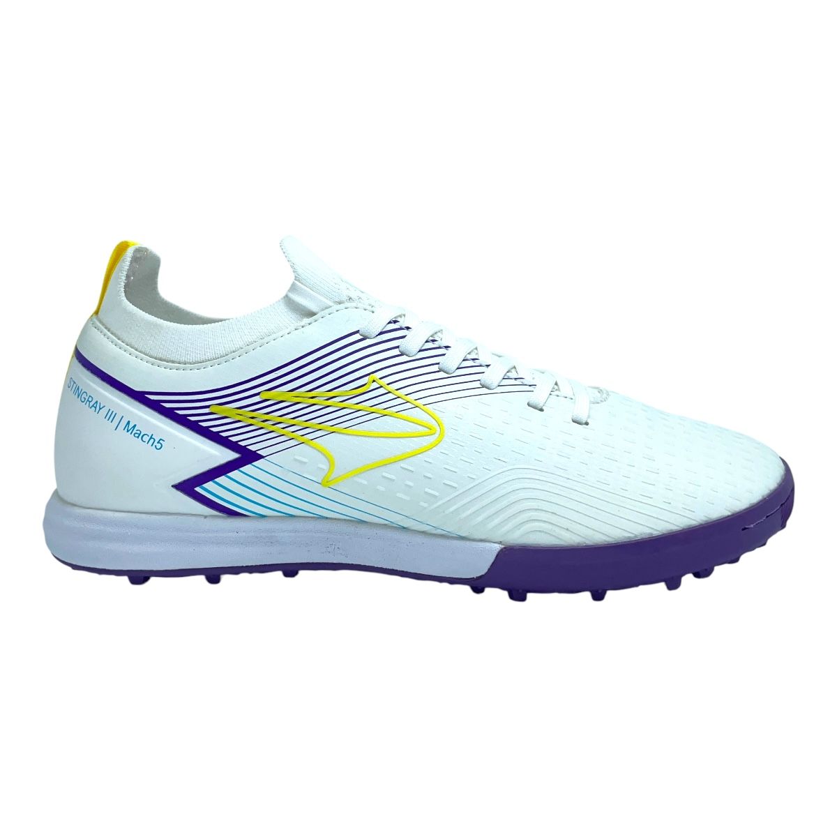 Zapatilla futbolf5 STINGRAY III MACH 5 TF BCO AZUL