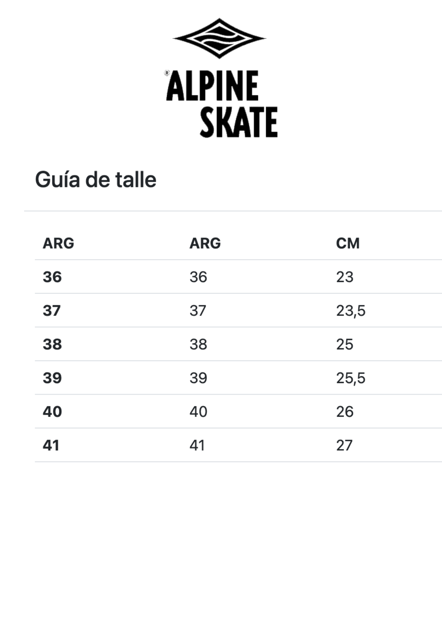 Tabla de talles