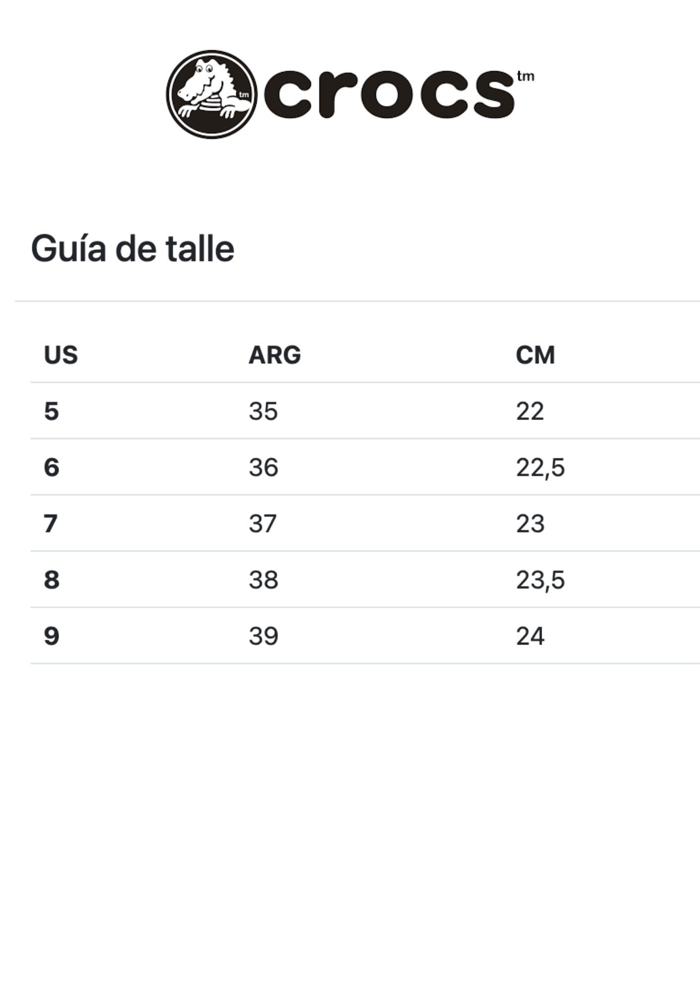 Tabla de talles