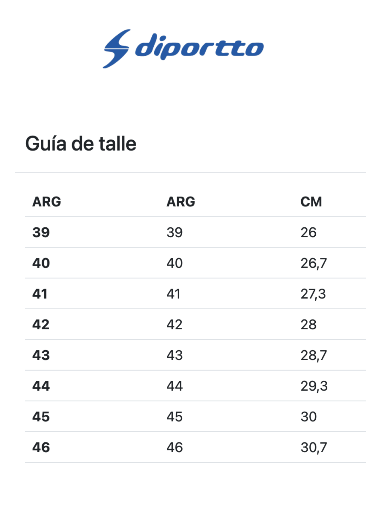 Tabla de talles