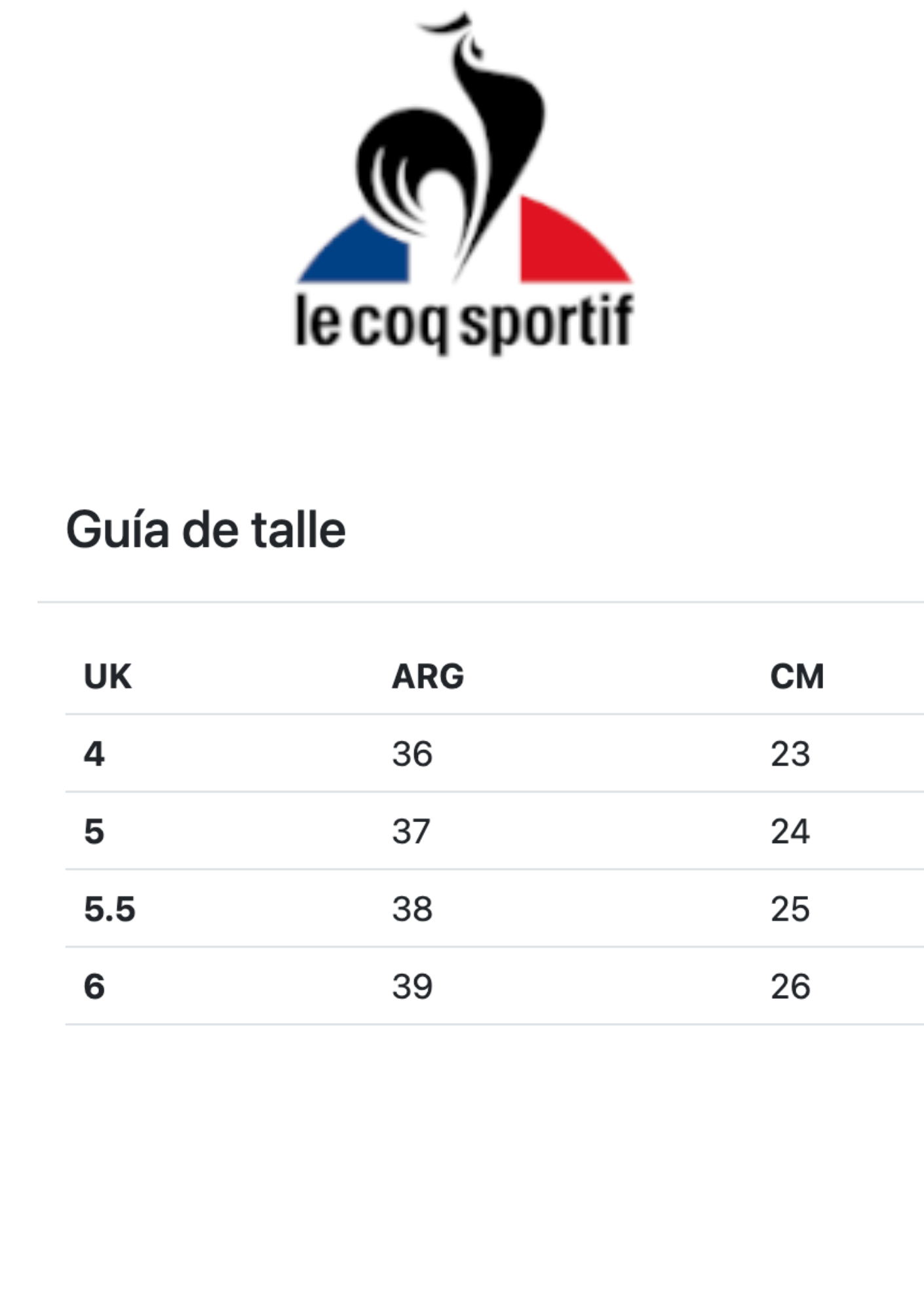 Tabla de talles