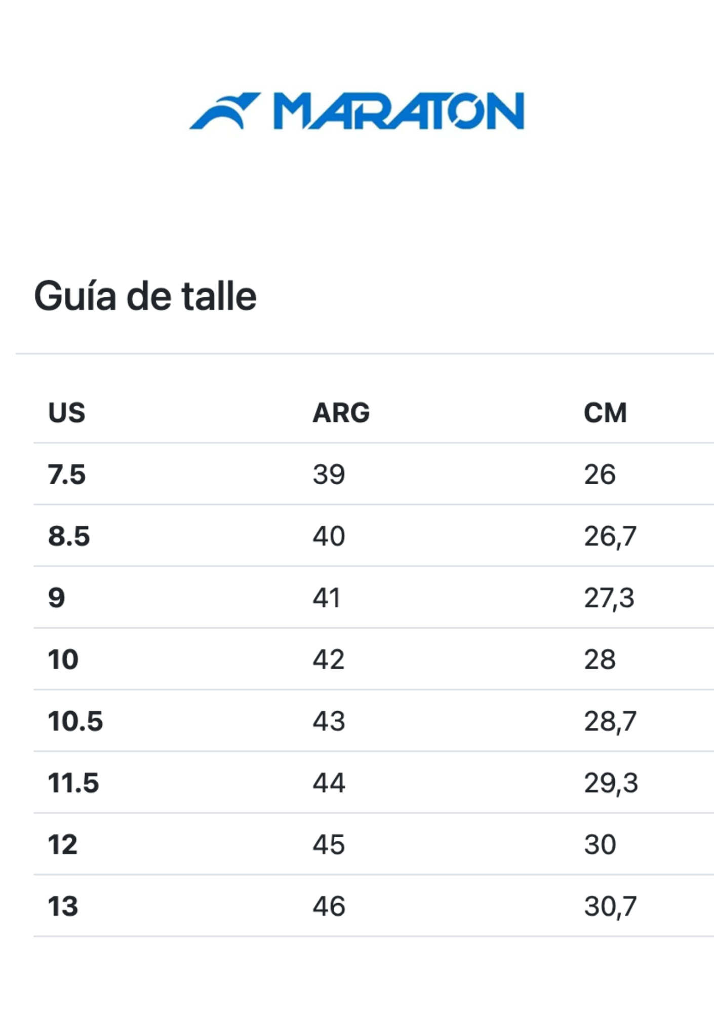 Tabla de talles