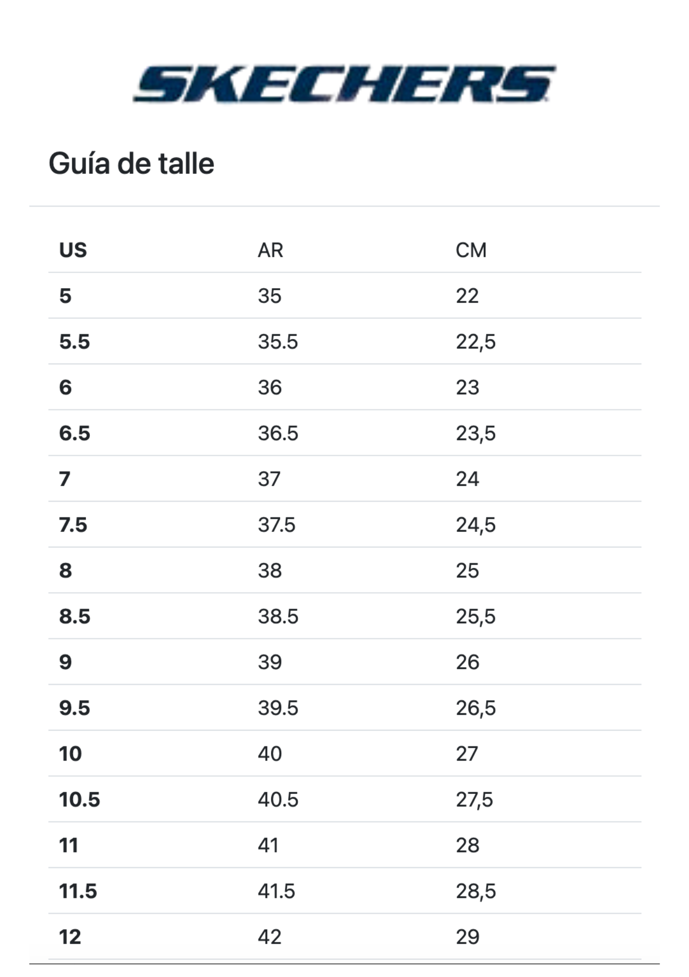 Tabla de talles